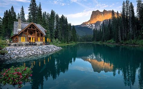 Cabin On The Lake Background Fall Mountain Cabin Hd Wallpaper Pxfuel