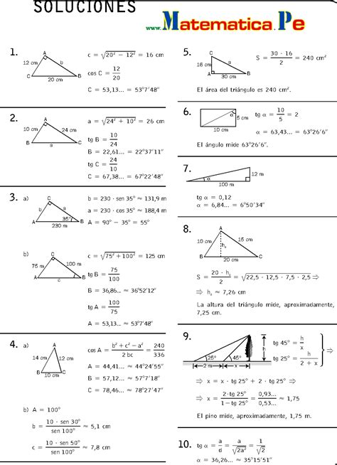 ResoluciÓn De TriÁngulos Ejercicios Resueltos Matematicas 1