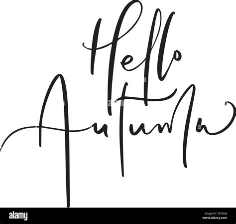 Hello Fall Lettering Text With Autumn Leaves And Acorns Hand Drawn