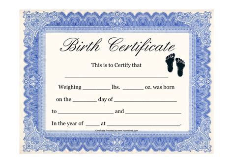 Free Printable Birth Certificate Template Printable Templates