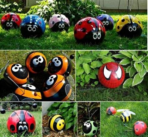 Gardening Painted Bowlingballs Bowling Ball Ladybug Bowling Ball