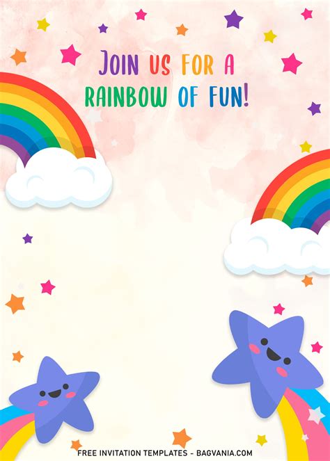 11 Colorful Rainbow Invitation Card Templates For A Whimsical Birthday