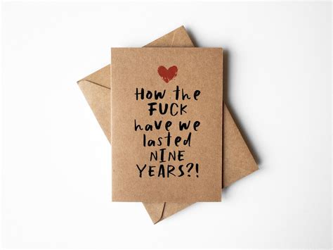 funny 9th anniversary card for him or her how the fuck have etsy
