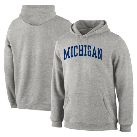 Michigan Wolverines Gray Basic Arch Pullover Hoodie