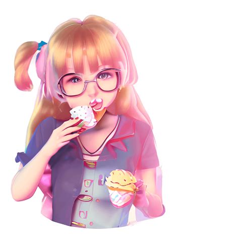 Anime Mädchen Das Eis Isst In Retro Farben · Creative Fabrica