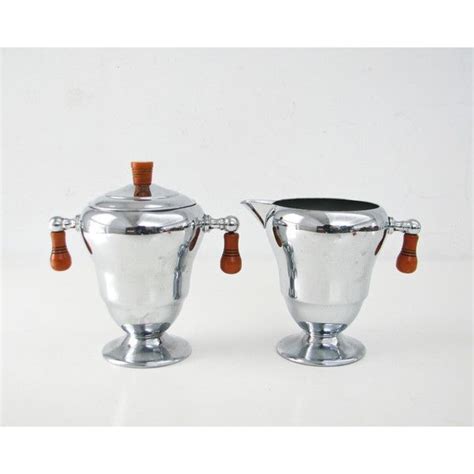 Art Deco Sugar And Creamer Chrome And Bakelite Handles 20 Liked On Polyvore Featuring Home