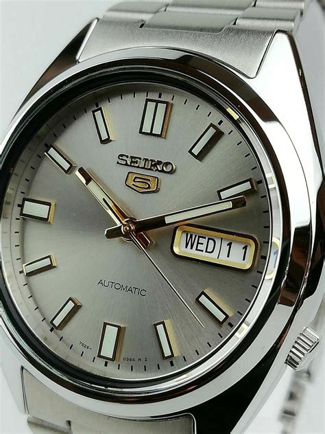 Seiko Automatic Grey Dial Silver Stainless Steel Watch Snxs K