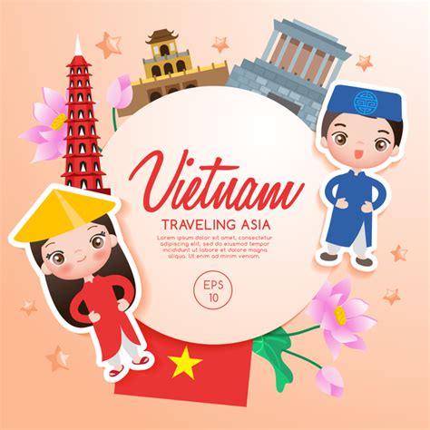 Vietnam Travel Cartoon Template Vector Free Download