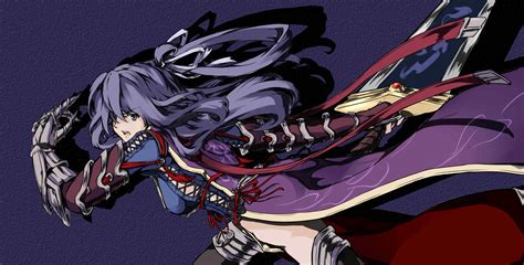 Purple Hair Fantasy Girl Women With Swords Long Hair Artwork Sword
