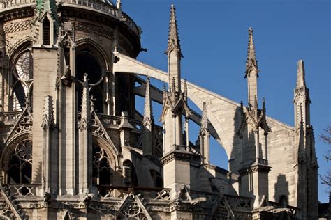 The Flying Buttresses Of Notre Dame De Paris Cathedral