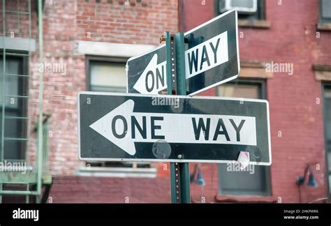One Way Street Sign In Manhattan Stock Photo Alamy