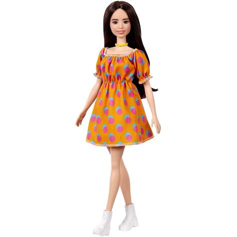 köp barbie fashionistas doll polka dot off the shoulder dress grb52 barbie polka dot