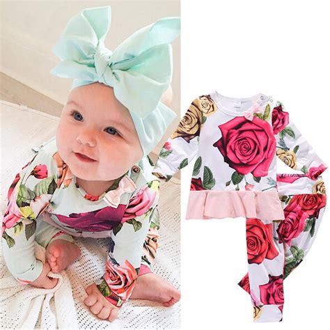 2018 New Flower Baby Clothes Newborn Infant Toddler Kids Long Sleeve