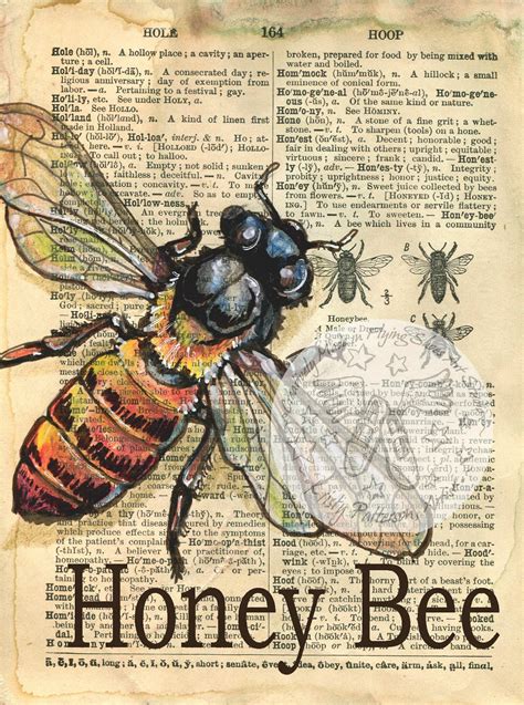 Flying Shoes Art Studio Honey Bee On 1890s Book Page