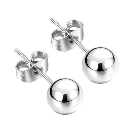 Wholesale Earrings Type Wholesale Round Ball Stud Earrings Silver L Surgical Stainless Steel