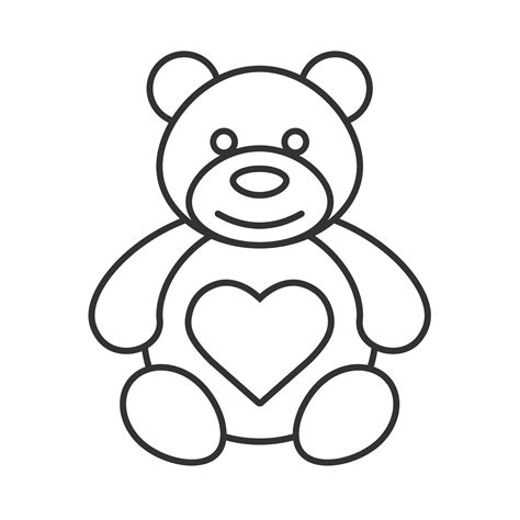 Teddy Bear With Heart Shape Linear Icon Thin Line Illustration