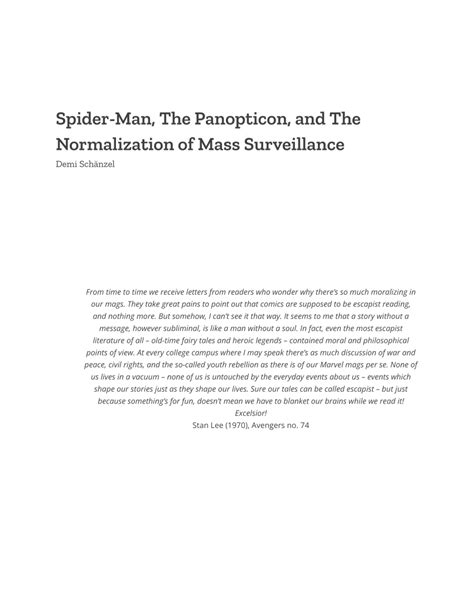 Pdf Spider Man The Panopticon And The Normalization Of Mass Surveillance