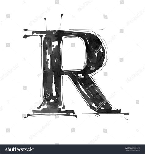 Letter R Alphabet Symbol Grunge Hand Draw Paint Vector