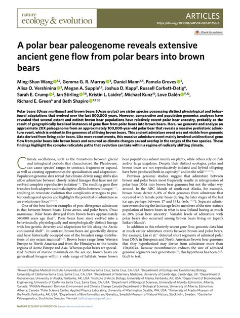 Pdf A Polar Bear Paleogenome Reveals Extensive Ancient Gene Flow From
