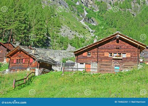 Alpine Chalets Stock Image Image Of Picturesque Wooden 74462261