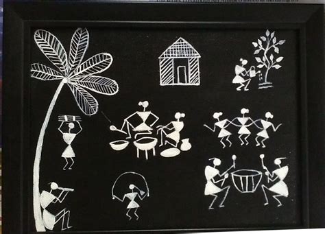Easy Warli Painting On Canvas Board Download Free Mock Up
