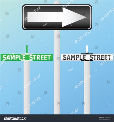 Vector Illustration Street Signs Green Street Stock Vector