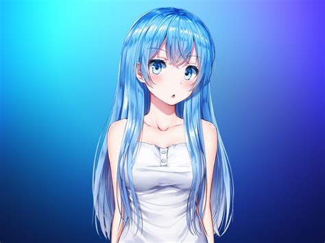 Desktop Wallpaper Blue Hair Anime Girl Cute Original Hd Image Picture Background B10cbc