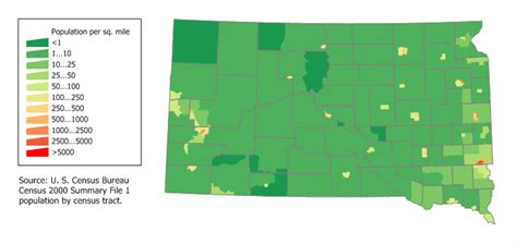 map of south dakota map population density online maps and travel information