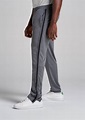 Men's Tall Athletic Stripe Pants in Grey-Black Stripe