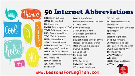 Internet Abbreviations Lessons For English