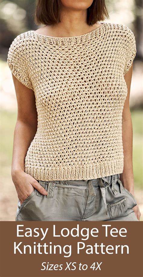 Knitting Pattern For Easy Lodge Tee Top Sizes Xs To 4x Knitting