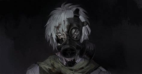 Tags Anime Creepy Gas Mask Black Background Pixiv Id