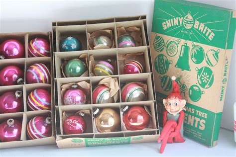 Vintage Shiny Brite Christmas Ornaments Original Boxes Set Of Etsy Shiny Brite Shiny Brite