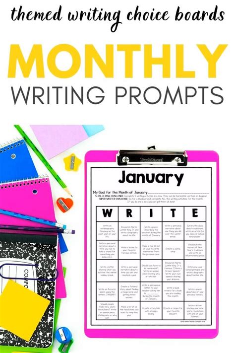 Monthly Themed Writing Prompts Video Writing Prompts Teaching