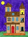 How to Draw a Haunted House Tutorial Video and Haunted House Coloring ...