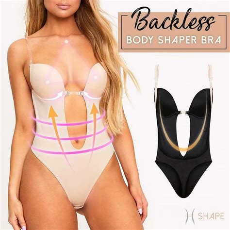 Women Plunging Deep V Neck Body Shaper Strapless Backless Bodysuit Shapewear D W
