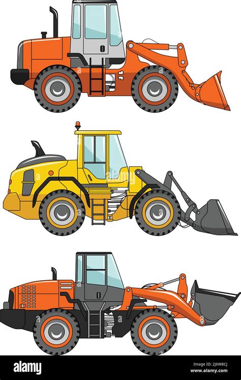 Detailed Illustration Of Wheel Loaders Heavy Equipment And Machinery