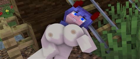 Rule 34 Blue Eyes Blush Breasts Fondling Breast Horns Long Hair Minecraft Naked Purple Hair