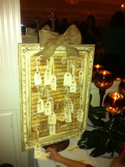 Wine Cork Board With Tags For Table Seating Numbers For Rehearsal