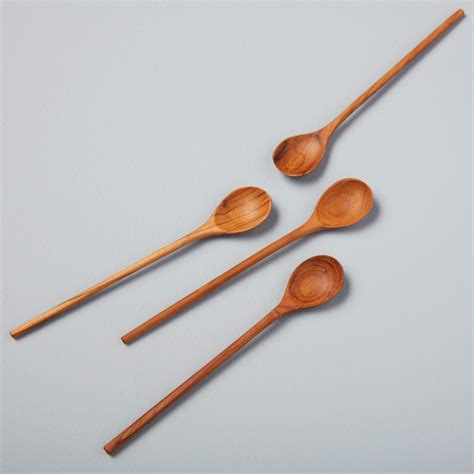 Teak Thin Spoons Medium Set Of 4 Be Home San Francisco Bay Area