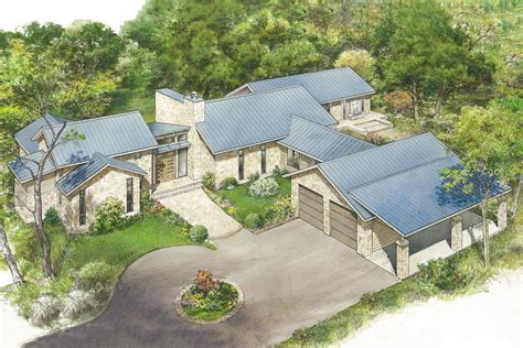 Contemporary Hill Country House Plan With Split Bedrooms