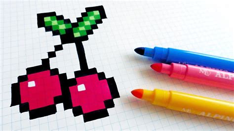 Handmade Pixel Art How To Draw Cherries Pixelart Pixel Art Pixel
