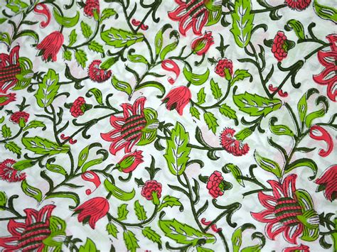 Block Print Cotton Fabric By The Yard Hand Printed Fabric Indian Fabric