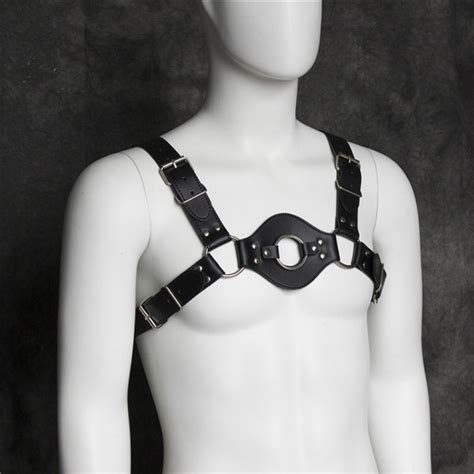 men sexy punk big o ring leather harness body bondage cage bustier corset sculpting chest belt