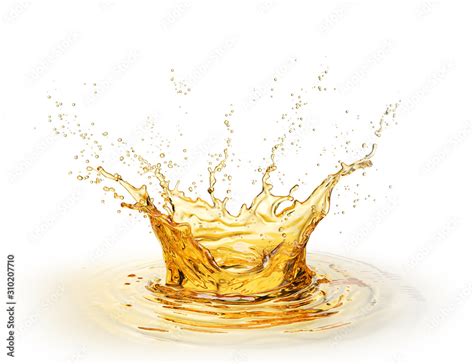 Olive Or Engine Oil Splash Cosmetic Serum Liquid Isolated On White