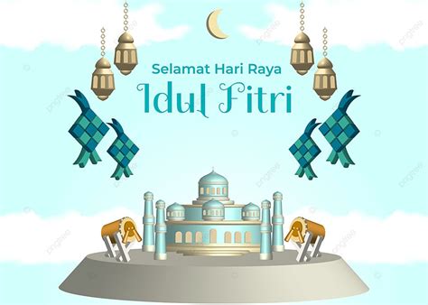 Selamat Hari Raya Idul Fitri Islamic Background With 3d Vector Idul
