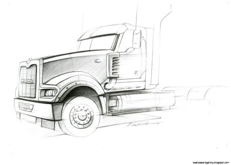 Supercar or truck, pickup or minivan, mercedes or bmw and etc. Semi Truck Side View Drawing | Wallpapers Gallery