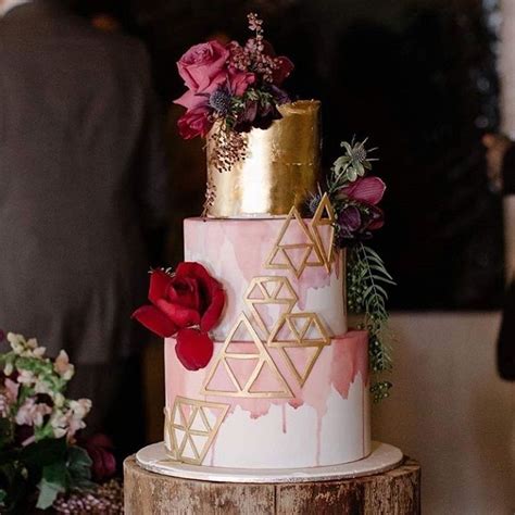 Ombre Pink And Gold Wedding Cake Wedding Cake Inspiration