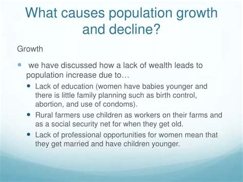 Ppt What Causes Population Growth And Decline Powerpoint