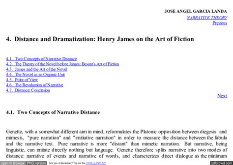 Pdf Distance And Dramatization Henry James On The Art Of Fiction